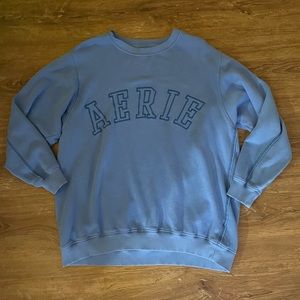 Blue Aerie Logo American Eagle Small Oversized Crewneck Sweatshirt